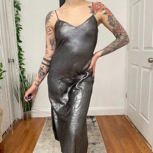 ALLSAINTS Sleeveless Metallic Hadley Midi Dress Size XS Silver